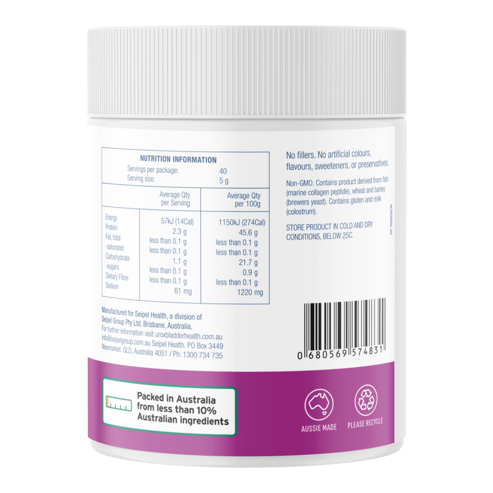 Total Joint Food bottle left side - label includes nutritional information