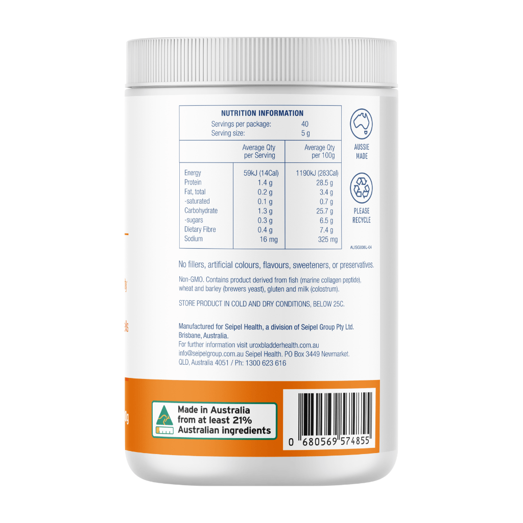 Cell Zest bottle left side - label includes nutritional information