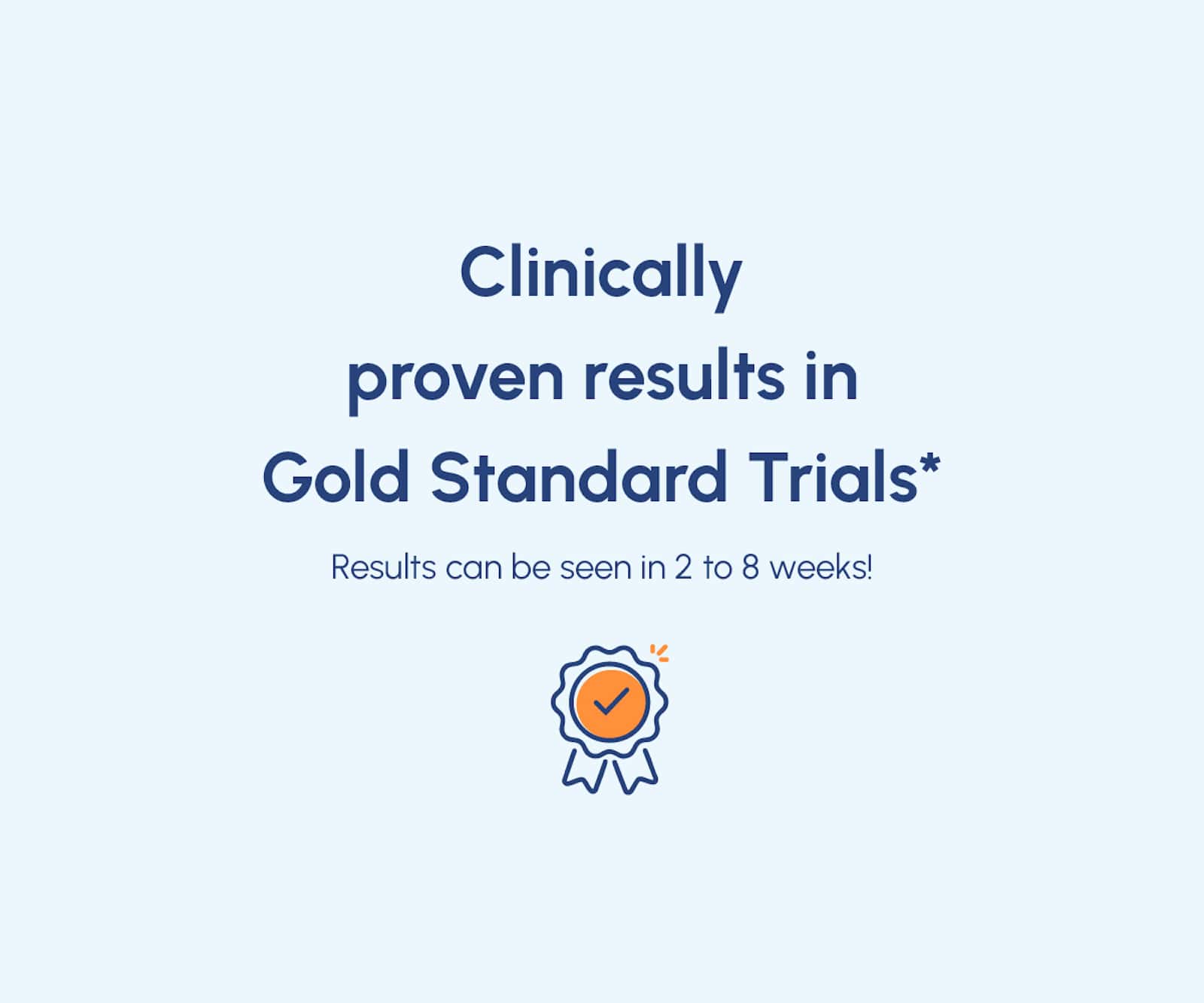 Clinically proven results in Gold Standard Trials*  Results can be seen in 2 to 8 weeks.