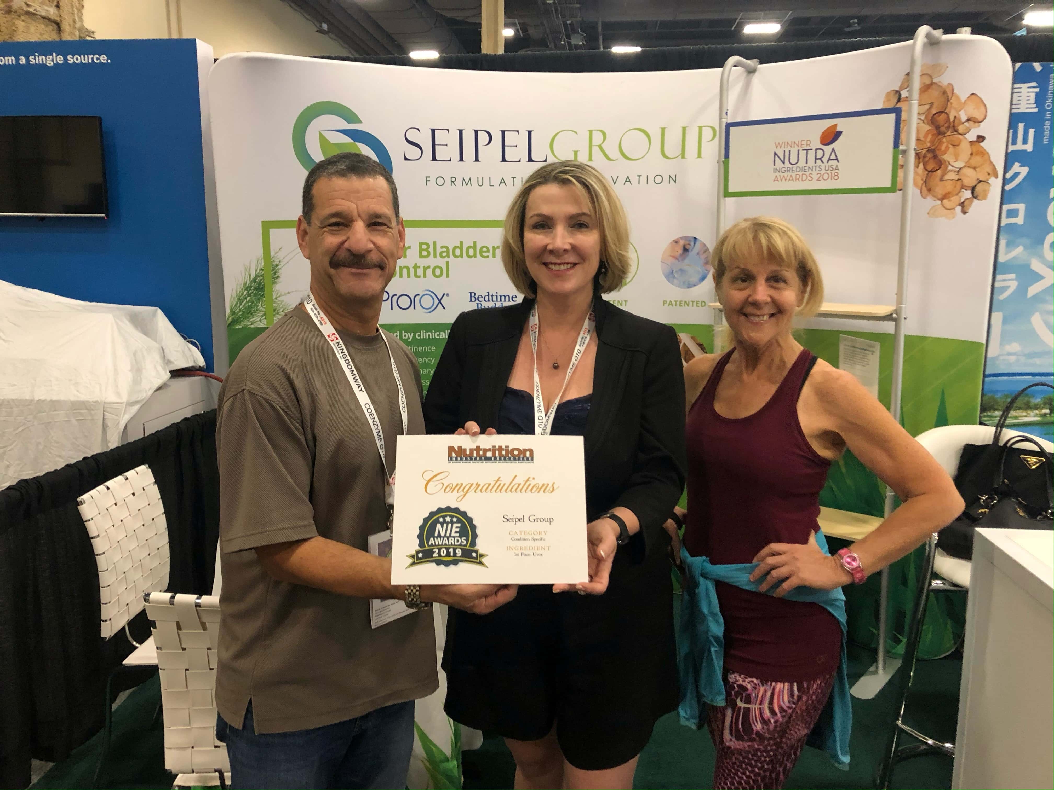 Tracey Seipel accepting award for Seipel Group, 2021 Finalist NutraIngredients Europe Ingredient of the Year: healthy Ageing