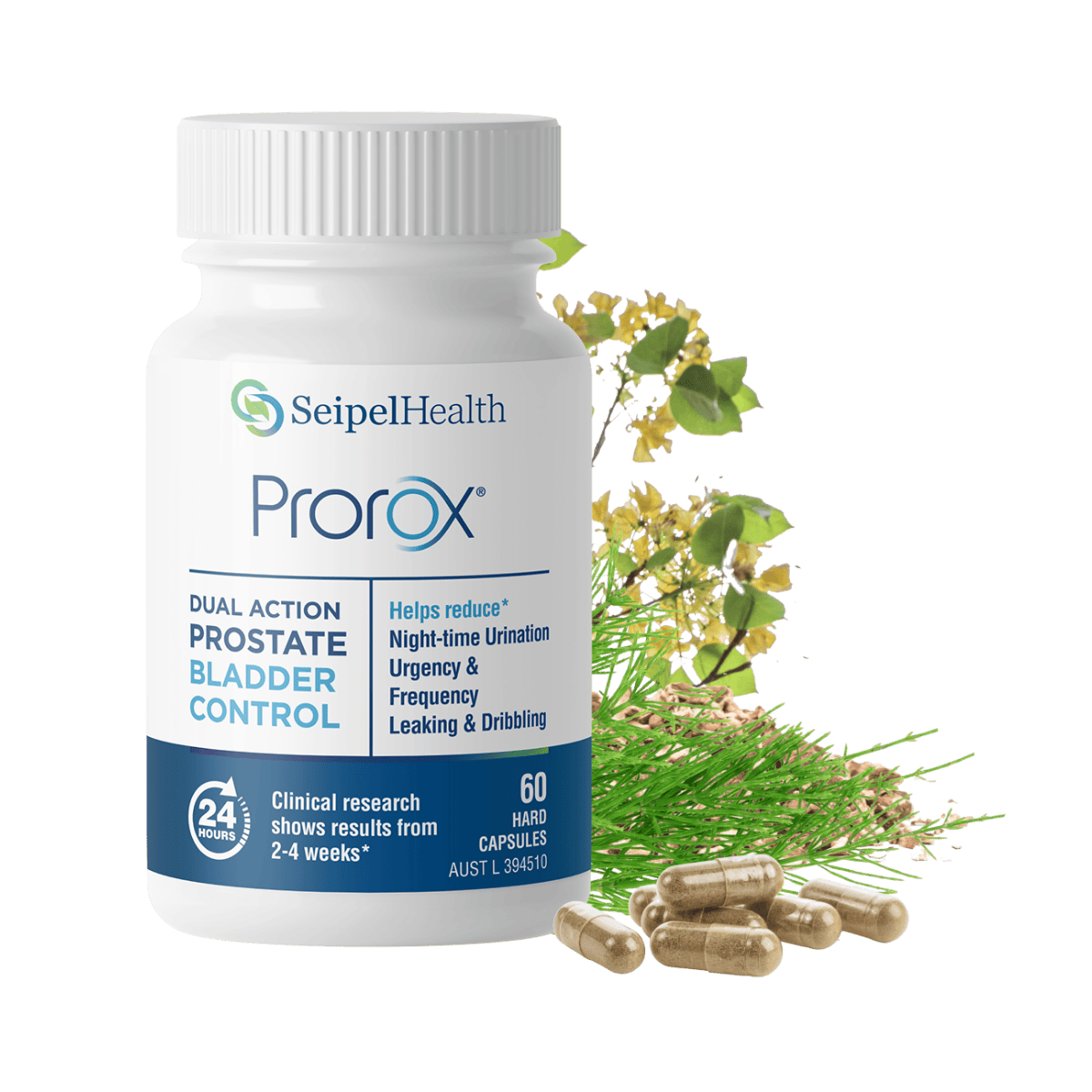 Prorox® Prostate and Bladder Control bottle with herbs and pills