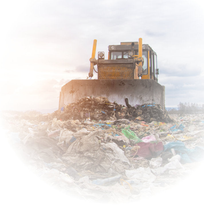 Sustainability Hero Banner. Large digger with waste.