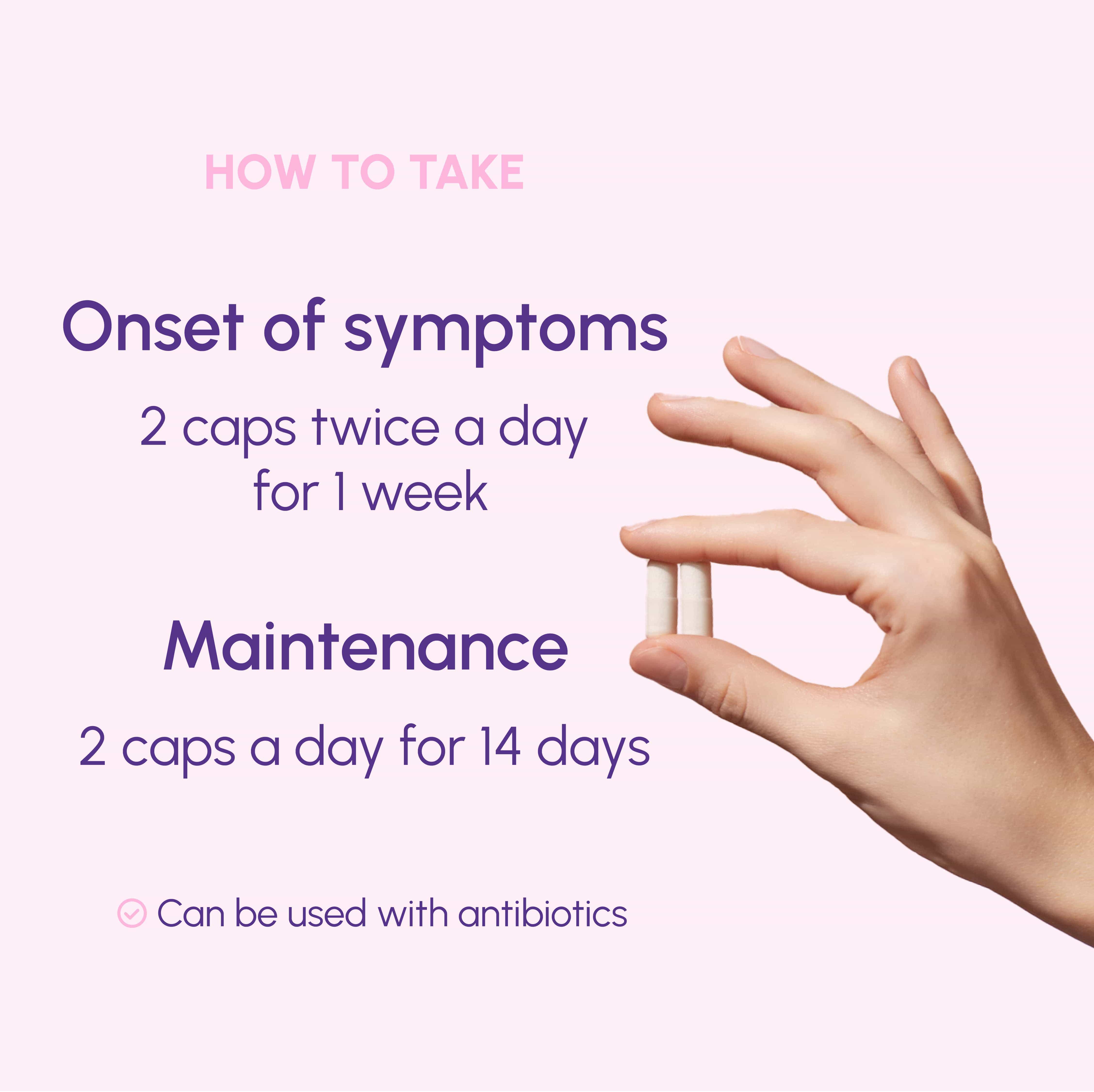 How to take UT Cleanse graphic. Onset of symptoms and Maintenance.