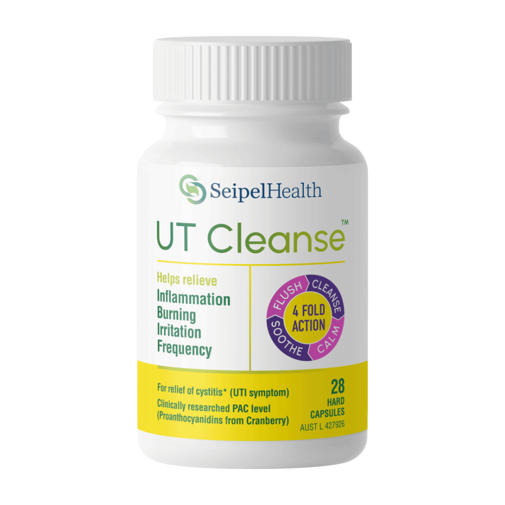 UT Cleanse bottle front - for cystitis and UTI's. Helps relieve inflammation, burning, irritation, and frequency