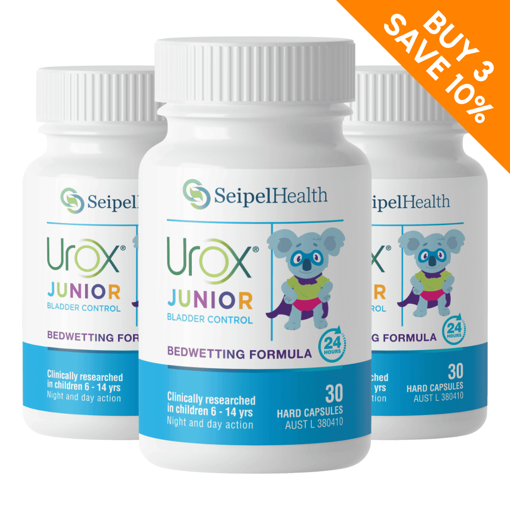 3 Urox® Junior bottles with buy 3 save 10% discount graphic