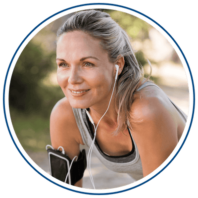 Photo of woman kneeling down on run